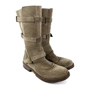 Fiorentini + Baker Taupe Suede Combat Moto Boots